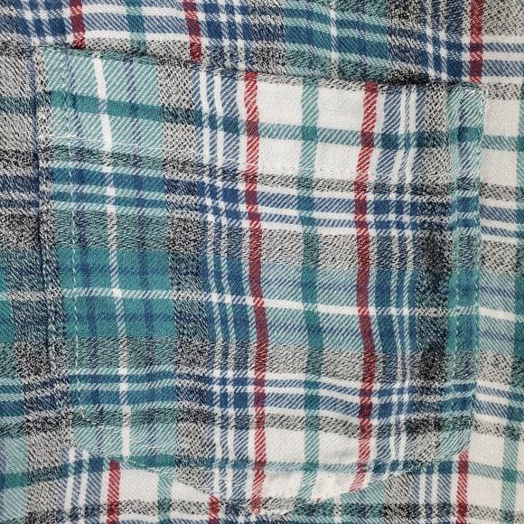 BKE Turquoise Multi Plaid Button Up Long Sleeve Flannel Shirt Size Medium - Picture 5 of 7
